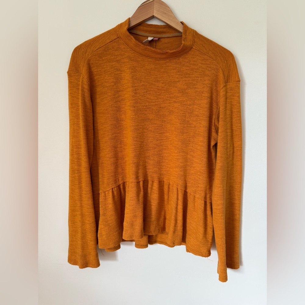 NWOT Pilcro Orange Peplum Long Sleeve Top